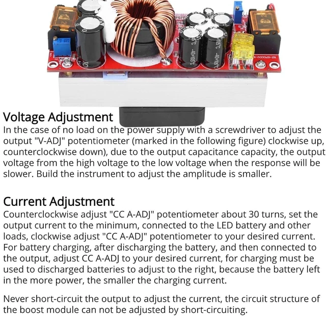 Alt view image 9 of 10 - 1500W Boost Converter 10-60V to 12-97V DC-DC Step Up Converter 30A Voltage Regulator with CC CV Constant Current Power Supply for LED Lights