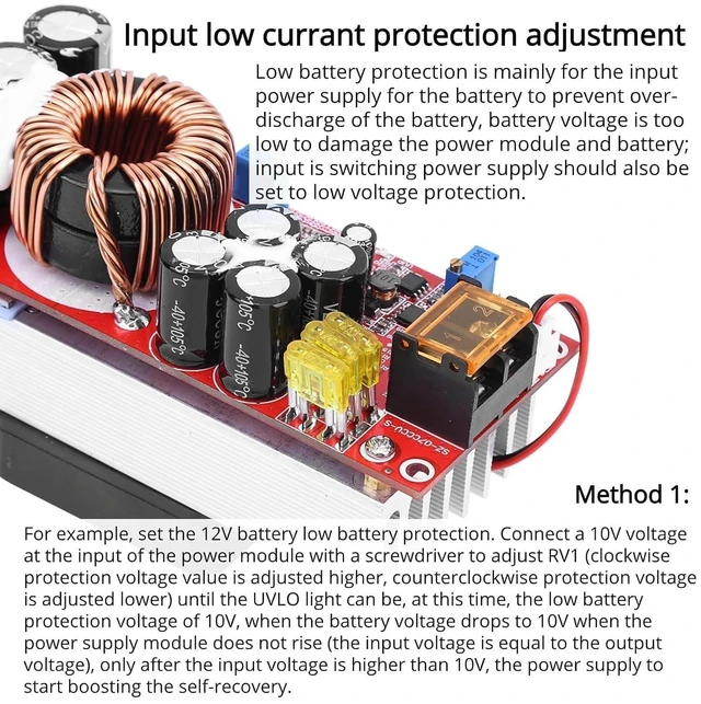 Alt view image 10 of 10 - 1500W Boost Converter 10-60V to 12-97V DC-DC Step Up Converter 30A Voltage Regulator with CC CV Constant Current Power Supply for LED Lights