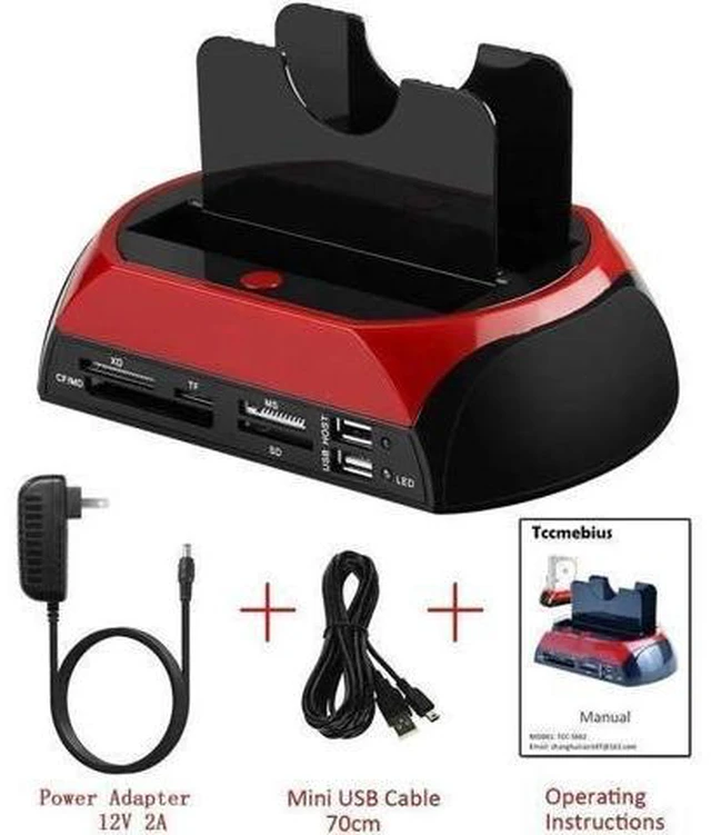 Alt view image 11 of 14 - Hard Drive Docking Station For SATA & IDE, USB to 2.5" 3.5" SATA IDE Dual bay External Enclosure, All in 1 Card Reader XD/TF/MS/CF/ SD card, USB Hub function. for 2.5" 3.5 IDE SATA I/II/III HDD