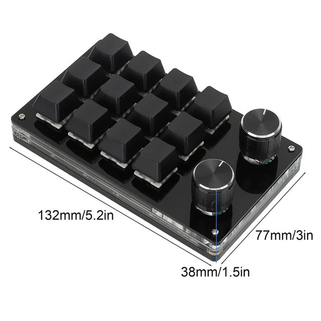 Alt view image 9 of 10 - Ejoyous Macro Keyboard, One Handed Macro Mechanical Gaming Keypad 12 Key Programmable Keyboard with Knob for Office Games Compatible with Vista (Black)