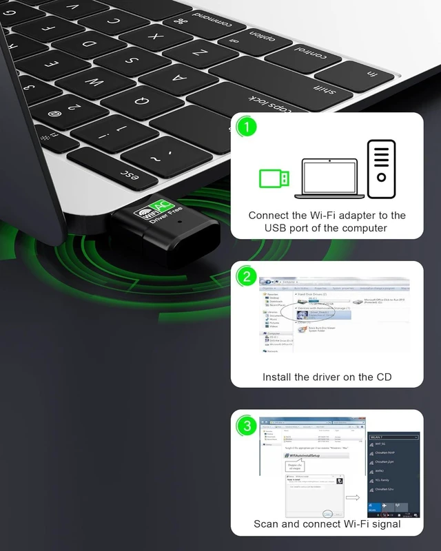 Alt view image 11 of 14 - USB WiFi Adapter for Desktop PC 600Mbps Dual Band 2.4G 5.8G Wireless WiFi Adapter for Laptop Wireless Network Support Windows 11/10/8/7/Xp USB Dongle for PC