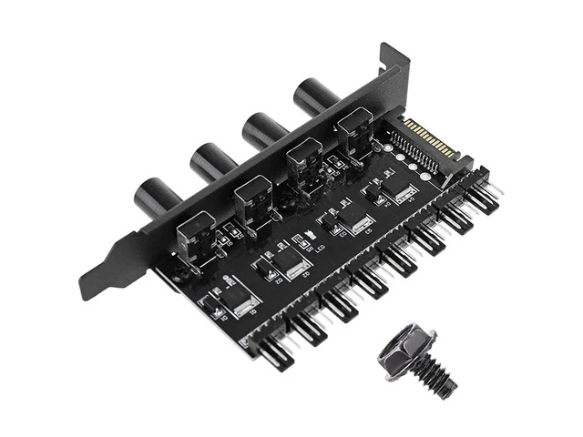 Alt view image 6 of 10 - PC 8 Channels Fan Hub 4 Knob Cooling Fan Speed Controller for CPU Case HDD Vga Pwm Fan Pci Bracket Power By 12V Fan Con