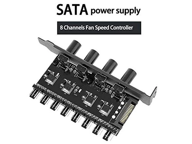 Alt view image 8 of 10 - PC 8 Channels Fan Hub 4 Knob Cooling Fan Speed Controller for CPU Case HDD Vga Pwm Fan Pci Bracket Power By 12V Fan Con