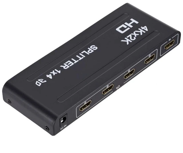 Alt view image 5 of 6 - 4K2K 1x4 HDMI-compatible Cable Splitter HD 1080P Video Switcher Adapter 1 Input 4 Output Port Hub for Xbox PS4 DVD PC Laptop TV