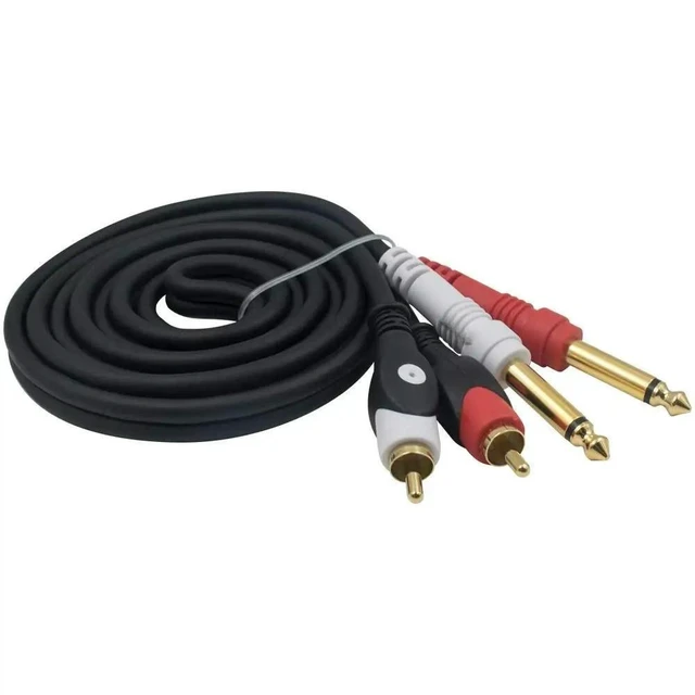 Alt view image 2 of 2 - FOR RCA to 1/4 Cable, TS to RCA Cable, Dual 6.35mm 1/4 inch Male TRS Stereo Jack to 2 RCA Male Audio Splitter Adapter Cable 5 Feet/1