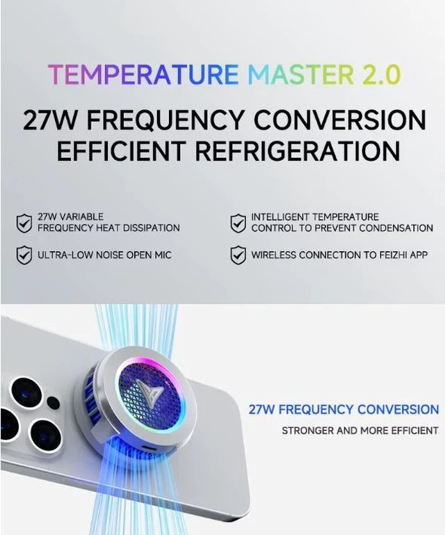 Alt view image 9 of 14 - Flydigi B7X Cellphone Cooler Frequency Conversion Super Heat Dissipation Magnetic Radiator RGB Light For Iphone Ipad Android