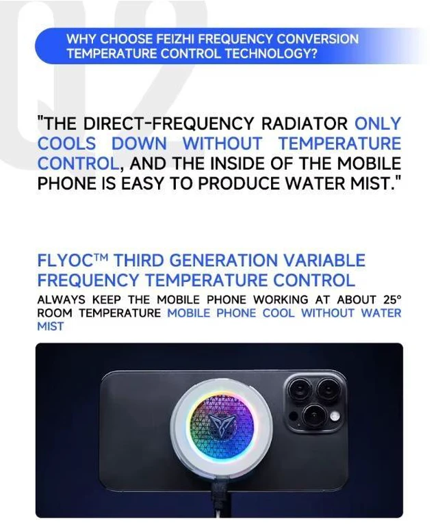 Alt view image 12 of 14 - Flydigi B7X Cellphone Cooler Frequency Conversion Super Heat Dissipation Magnetic Radiator RGB Light For Iphone Ipad Android