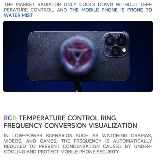 Alt view image 13 of 14 - Flydigi B7X Cellphone Cooler Frequency Conversion Super Heat Dissipation Magnetic Radiator RGB Light For Iphone Ipad Android