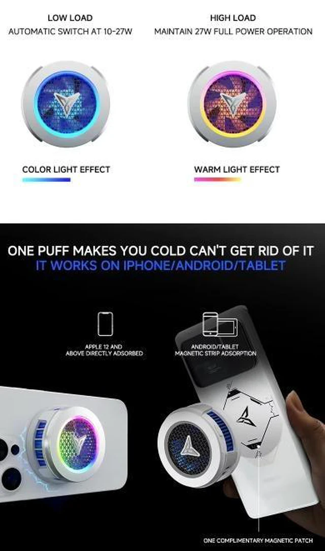 Alt view image 14 of 14 - Flydigi B7X Cellphone Cooler Frequency Conversion Super Heat Dissipation Magnetic Radiator RGB Light For Iphone Ipad Android