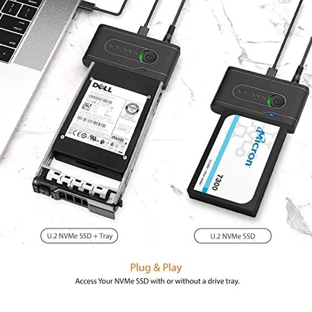 Alt view image 7 of 10 - ICY DOCK USB 3.2 Gen 2 (10Gbps) to U.2 NVMe SSD Thunderbolt 4 Port Compatible Reader Adapter with USB-C+A Cables | EZ-Adapter Ex MB931U-1VB R1