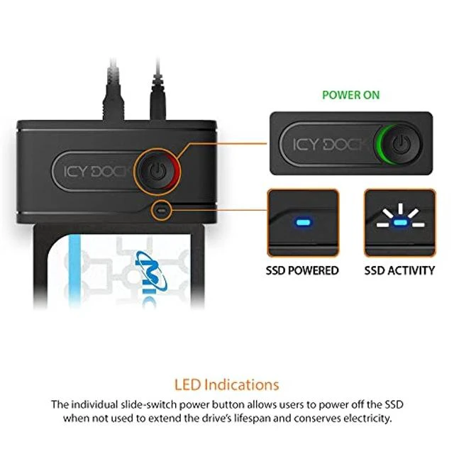 Alt view image 9 of 10 - ICY DOCK USB 3.2 Gen 2 (10Gbps) to U.2 NVMe SSD Thunderbolt 4 Port Compatible Reader Adapter with USB-C+A Cables | EZ-Adapter Ex MB931U-1VB R1