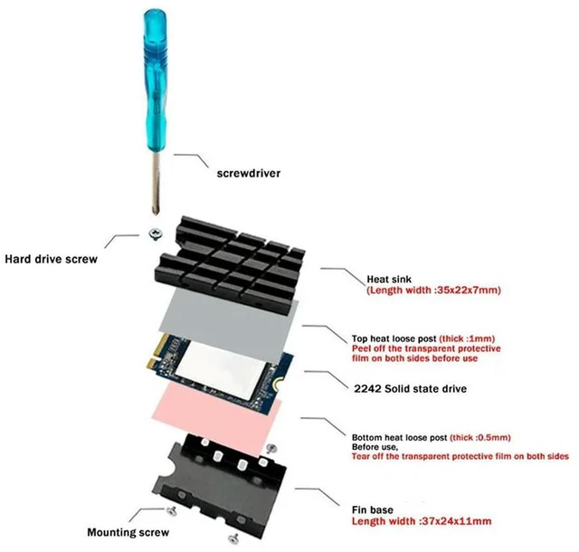 Alt view image 6 of 8 - 2X M.2 2242 Solid State Drive Radiator SSD Cooling Heatsink Nvme2242 Solid State Drive SSD Heat Sink Cooling Vest