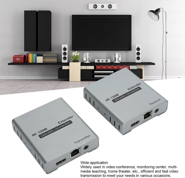 Alt view image 10 of 14 - 4K HDMI Over Ethernet CAT5e Cat6 Extender, Extender RJ45 4K@30Hz Upto 120M HDMI Extender Over RJ45 Ethernet LAN Cable Cascade Connection HD Amplifier Extender (US)