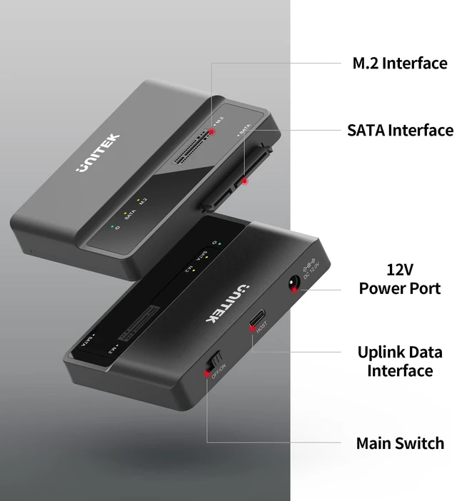Alt view image 9 of 10 - Unitek M.2 NVME SATA SSD Enclosure-2 in 1 Tool-Free Portable 10Gbps NVMe PCI-E M.2 and SATA SSD External Adapter USB 3.2 Hard Drive Reader for 2230/2242/2260/2280 NVMe and 2.5" /3.5" SSD