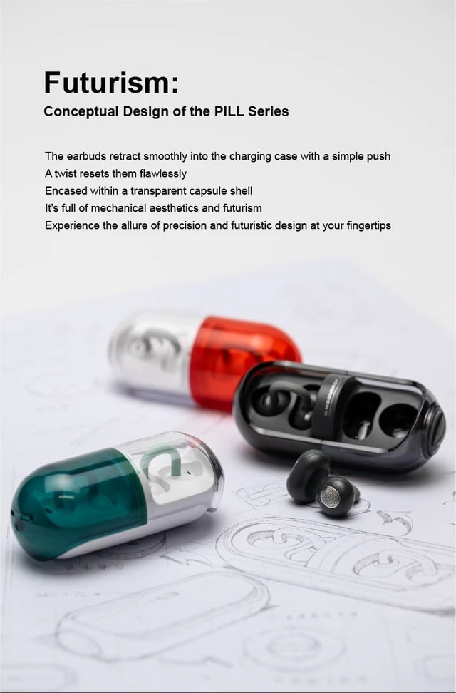 Alt view image 10 of 12 - Moondrop Pill Open Ear Headphones OWS Hanging Earphones IPX4 Ear Clip Wireless Earbuds (Red)