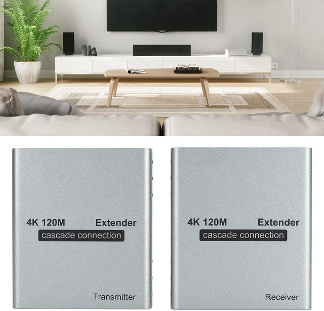 Alt view image 11 of 14 - 4K HDMI Over Ethernet CAT5e Cat6 Extender, Extender RJ45 4K@30Hz Upto 120M HDMI Extender Over RJ45 Ethernet LAN Cable Cascade Connection HD Amplifier Extender (US)