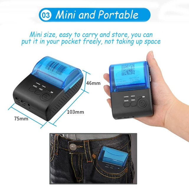 Alt view image 10 of 10 - Yoidesu Mini Receipt Printer,58mm Portable Bluetooth Mobile Thermal Printer Compatible with Android VISTA Linux,Bluetooth 4.0 Label Printer (US Plug)