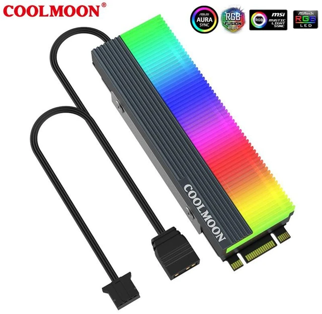 Alt view image 6 of 10 - Colorful ARGB M2 SSD Heatsink 5V 3Pin NVME NGFF M.2 2280 Solid State Drive Hard Disk Cooling Radiator Heat Sink Cooler Vest Aluminum Heat Sink with Thermal Pad