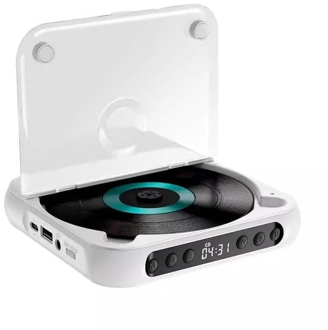 Alt view image 11 of 12 - SOEWIOU White Portable Hi-Fi CD Player, Ultra-Thin Walkman, Student English Listening Repeater, Portable CD Disc Music Player