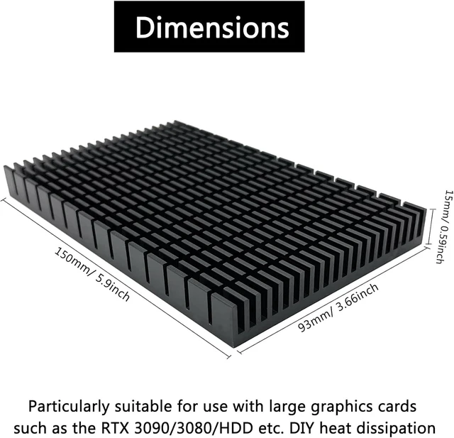 Alt view image 9 of 14 - JVFYI 150x93x15mm Large Aluminum Heatsink, High Power Cooler for GPU Backplate, PCB, LED Motherboard & Router Cooling