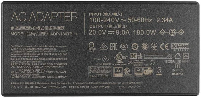 Alt view image 10 of 10 - 180W 20V 9A Laptop Power Charger Adapter Replacement for Asus A20 180P1A ROG Zephyrus G14 GA401QE GA401QM Zephyrus G15