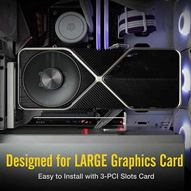 Alt view image 8 of 10 - EZDIY-FAB Vertical PCIe 4.0 GPU Mount Bracket Graphic Card Holder with 5V 3 Pin ARGB LED Module, Video Card VGA Support Kit with PCIe 4.0 X16 Gen4 17cm/6.69in Riser Cable 90 Degree Right Angle (White)