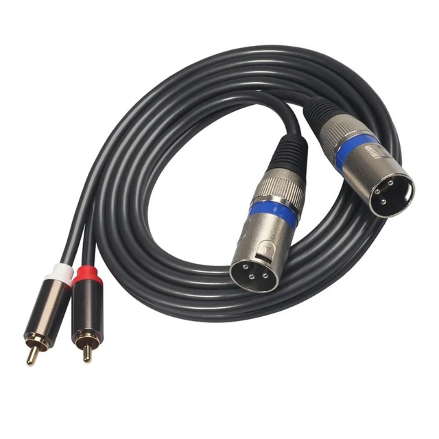 Alt view image 5 of 8 - Dual XLR Male To Dual RCA Male Audio Cable 1.5m/4.9ft Audio Connection Cable Black for Microphone Mixer Headphone Amplifier