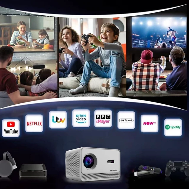 Alt view image 10 of 14 - M10 Plus 4K Portable Cube Video Projector with Electric Focus 200 ANSI Lumens Dual WiFi 6 and Speaker Android