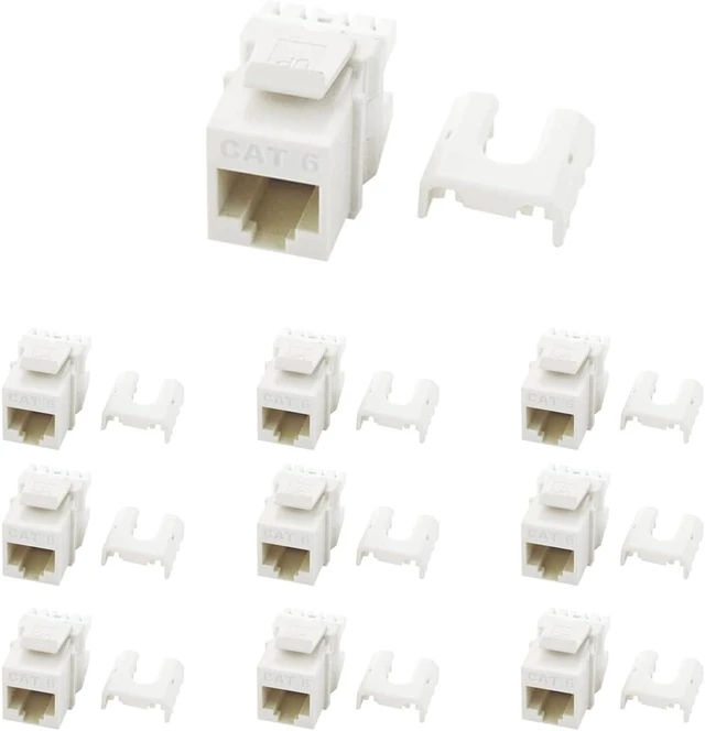 Alt view image 8 of 14 - Legrand - OnQ Cat6 Keystone Jacks Quick Connect RJ45 Keystone Insert with 110 Punch Down, HDMI Keystone Jacks, Use with Cat5, Cat5e, or Cat6 Keystone Jack, White, WP3476WH, 10 Pack