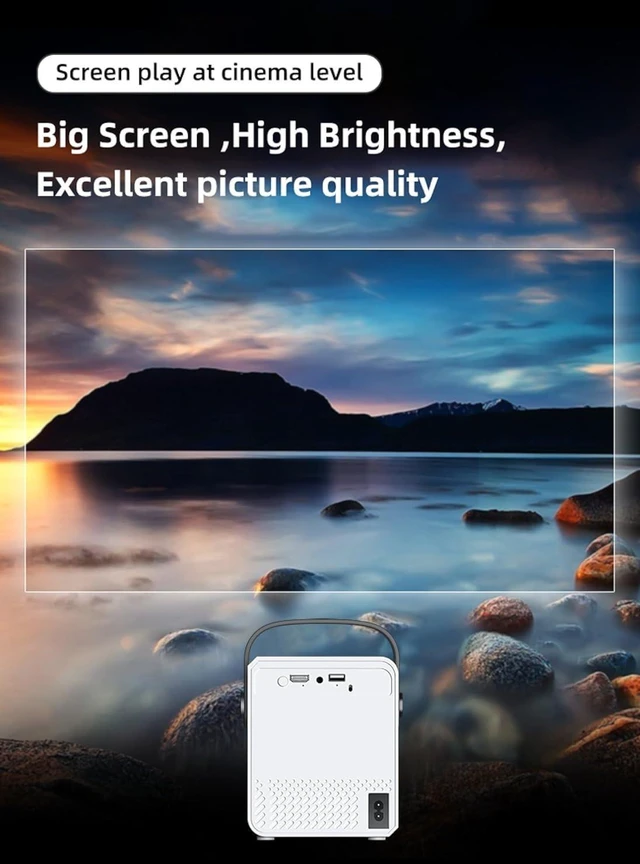 Alt view image 12 of 14 - Portable Projector with Android 9 OS,230ANSI 9000 Lumens, Motorized Focus, Mobile, Outdoor, Home Theater Projector for iOS/Android