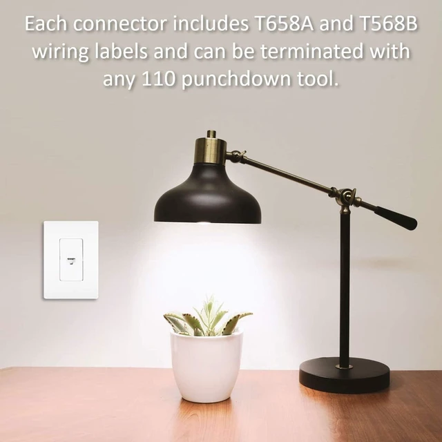 Alt view image 14 of 14 - Legrand - OnQ Cat6 Keystone Jacks Quick Connect RJ45 Keystone Insert with 110 Punch Down, HDMI Keystone Jacks, Use with Cat5, Cat5e, or Cat6 Keystone Jack, White, WP3476WH, 10 Pack