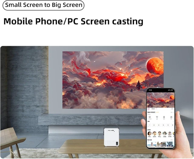 Alt view image 14 of 14 - Portable Projector with Android 9 OS,230ANSI 9000 Lumens, Motorized Focus, Mobile, Outdoor, Home Theater Projector for iOS/Android