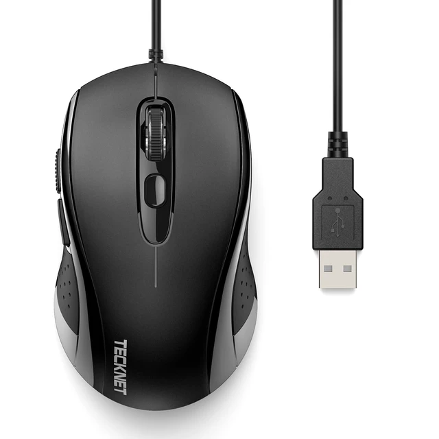 Alt view image 8 of 14 - Wired Mouse, USB Wired Computer Mice, 3600DPI 4 Adjustable Levels, 6-Button Ergonomic Mouse for Laptop PC Desktop Notebook - Black