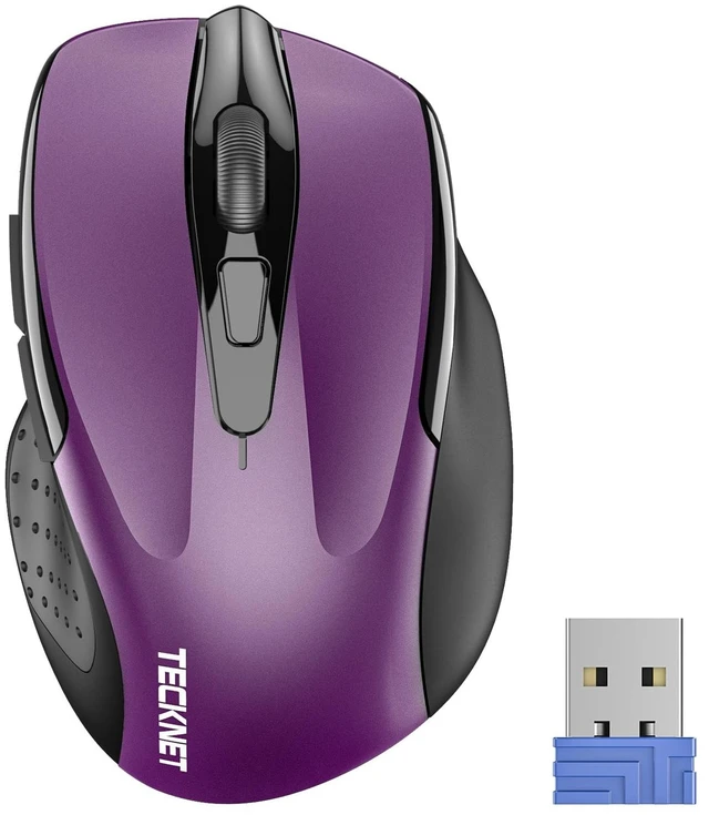Alt view image 8 of 14 - Wireless Mouse, 2.4G Ergonomic Optical Mouse, Computer Mouse for Laptop, PC, Computer, Chromebook, Notebook, 6 Buttons, 24 Months Battery Life, 2600 DPI, 5 Adjustment Levels - Purple