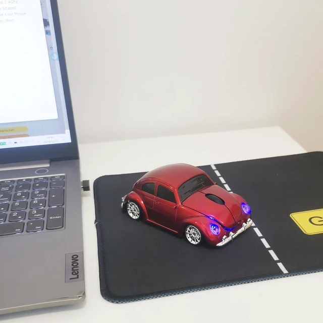 Alt view image 12 of 12 - Car Mouse for Computer, Cool and Cute Car-Shaped Mouse, Wireless 2.4Ghz Optical Mice for Laptop PC Mac (Burgundy)
