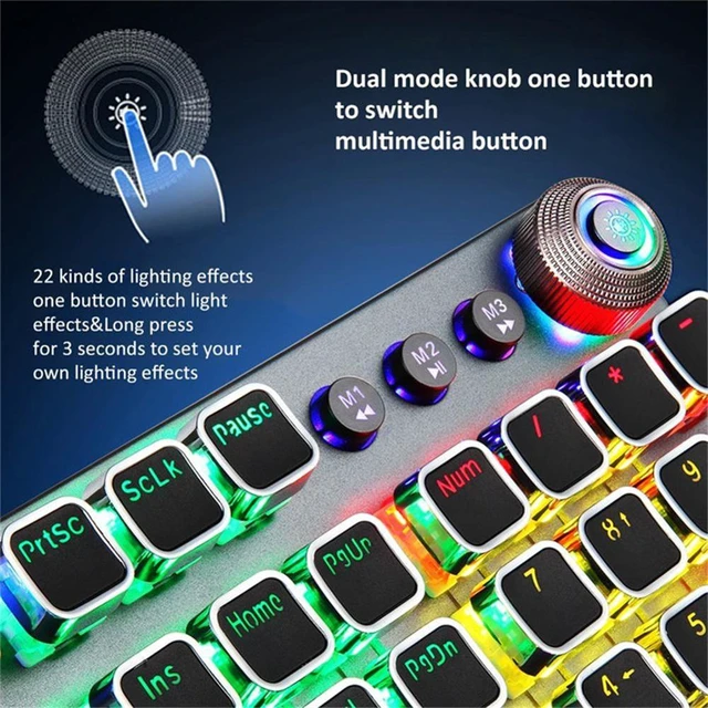 Alt view image 8 of 12 - AULA F2088 Mechanical Gaming Keyboard Anti-ghosting 104 Wired Mixed Backlit Keyborad for Game Laptop PC