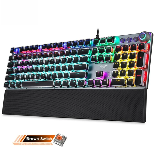 Alt view image 7 of 12 - AULA F2088 Mechanical Gaming Keyboard Anti-ghosting 104 Wired Mixed Backlit Keyborad for Game Laptop PC