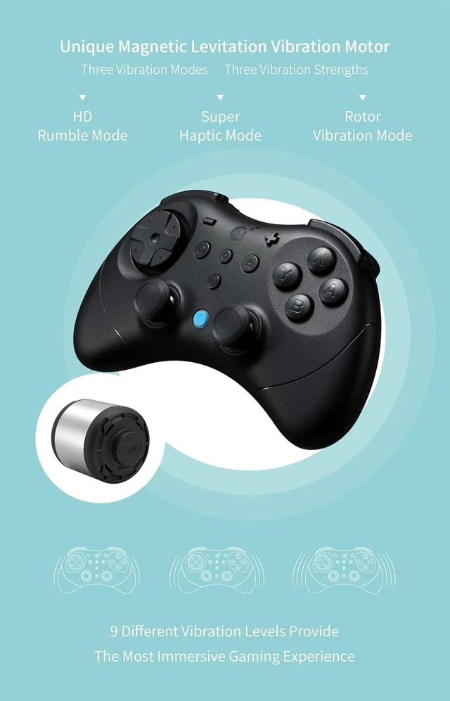 Alt view image 9 of 14 - GuliKit Elves 2 Pro Wireless Gaming Controller for Switch/Switch 2,Windows,iOS & Android, Hall Effect Joysticks,1000Hz Polling Rate,Magnetic Vibrator for HD,Super Haptic, Rotary Rumble,Protective Case