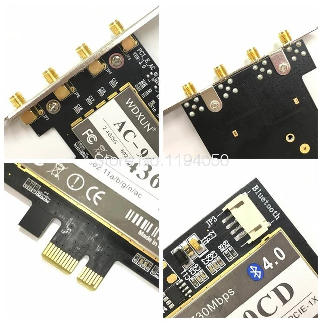Alt view image 6 of 6 - Broadcom BCM94360CD 1300Mbps Dual Band 2.4G/5G 802.11AC Desktop PCI-E Wireless Card PC Wifi Adapter Bluetooth 4.0