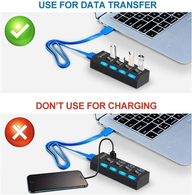 Alt view image 10 of 14 - USB 3.0 Hub USB Hub 3.0 Multi USB Splitter 3 Hab Use Power Adapter 4 Port Multiple Expander USB3 Hub with Switch for PC