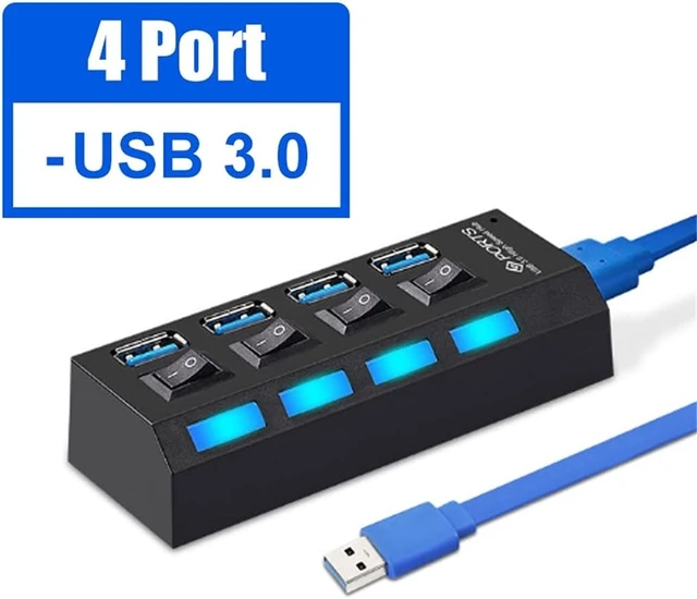 Alt view image 14 of 14 - USB 3.0 Hub USB Hub 3.0 Multi USB Splitter 3 Hab Use Power Adapter 4 Port Multiple Expander USB3 Hub with Switch for PC