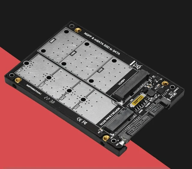 Alt view image 6 of 6 - 2 in 1 Combo M.2 NGFF MSATA SSD To SATA 3.0 Adapter Converter Card Adapter Converter Case Enclosure for Desktop Laptop