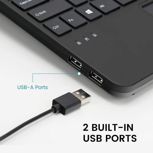 Alt view image 14 of 14 - Perixx PERIBOARD-525 US, Wired Mini USB Keyboard with Touchpad - X Type Scissor Keys - 11.18x7.17x1.1 Inches - Build-in 2 USB Hubs - US English
