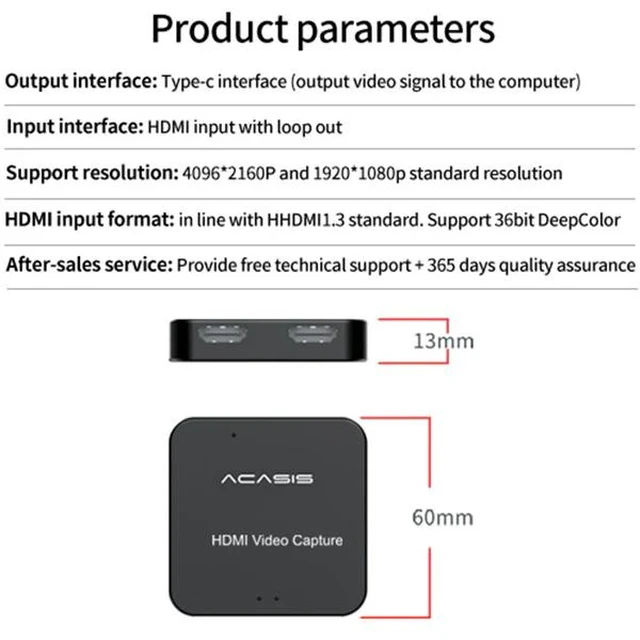 Alt view image 14 of 14 - Acasis 4K 30Hz HDMI Loopout HD Video Capture Card for Live Streaming