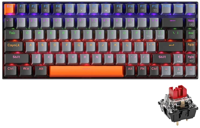 Alt view image 7 of 12 - Machenike K500A 75% Mechanical Keyboard, 84 Keys Compact Gaming Wired Keyboard, Hot Swappable Linear Red Switch, Rainbow LED Backlit, PBT Keycaps, Dark Grey
