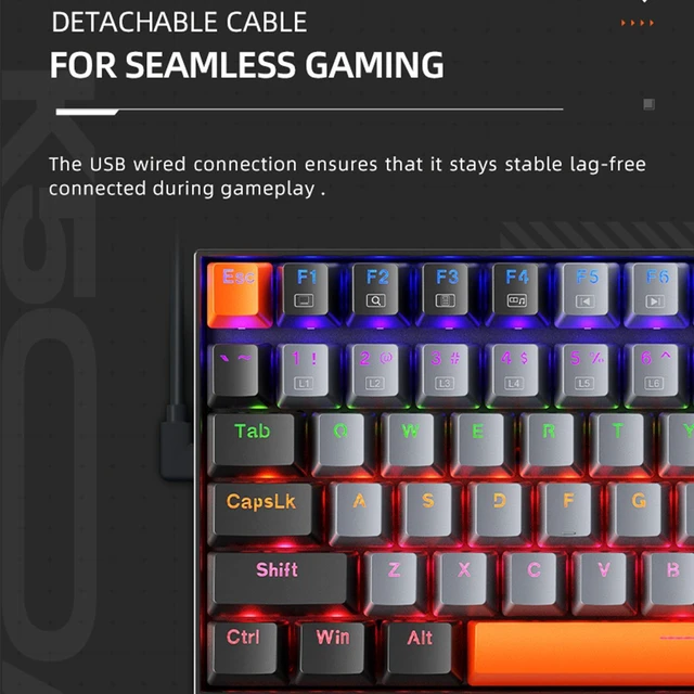 Alt view image 9 of 12 - Machenike K500A 75% Mechanical Keyboard, 84 Keys Compact Gaming Wired Keyboard, Hot Swappable Linear Red Switch, Rainbow LED Backlit, PBT Keycaps, Dark Grey
