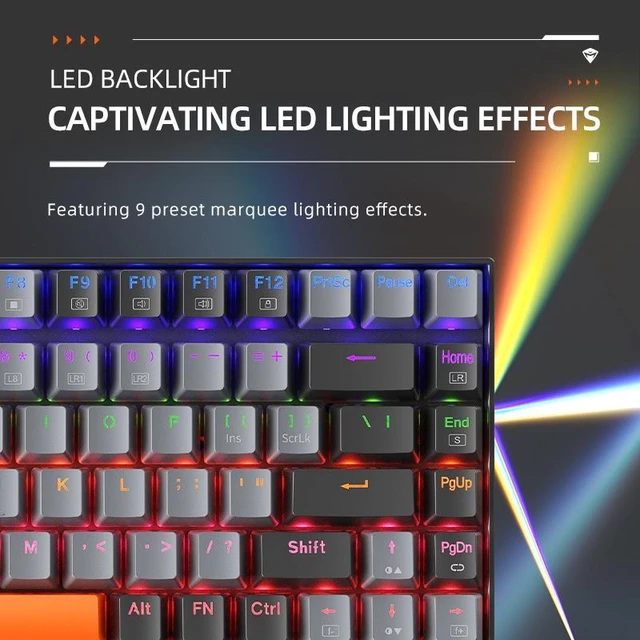 Alt view image 11 of 12 - Machenike K500A 75% Mechanical Keyboard, 84 Keys Compact Gaming Wired Keyboard, Hot Swappable Linear Red Switch, Rainbow LED Backlit, PBT Keycaps, Dark Grey