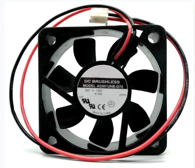 Alt view image 4 of 6 - AD5012HB-D70 DC12V 0.14A 50X50X15mm 2-Wire Cooling Fan