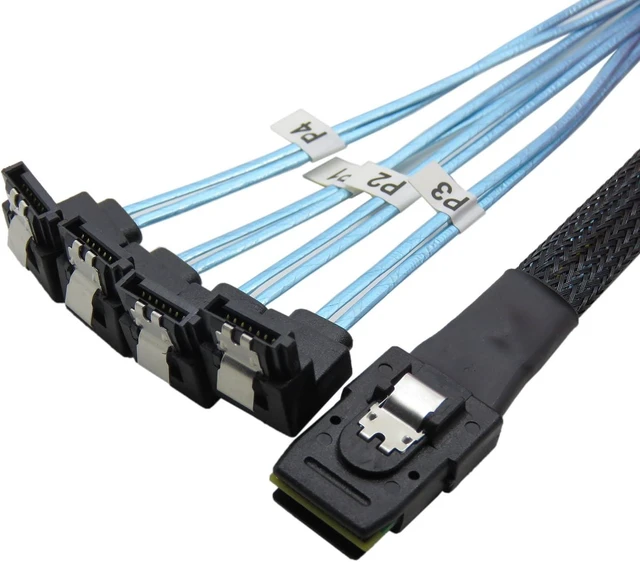 Alt view image 8 of 14 - CableDeconn 18' Mini SAS 36P SFF-8087 To 4 SATA 7Pin 90 Degrees Target Hard Disk Data Cable 0.5M (H0304)