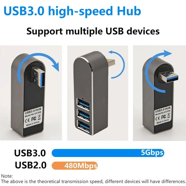 Alt view image 6 of 10 - alloy USB3.0 HUB splitter usb hub hub 3 ports usb 3.0 mini hub